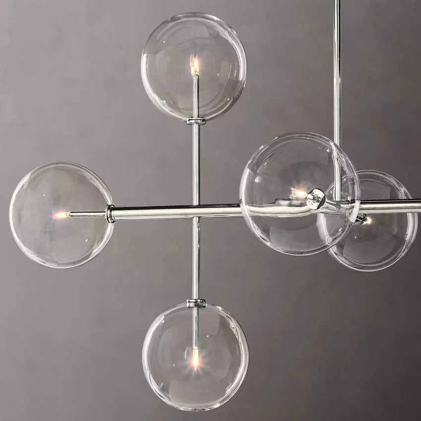 Modern Glass Globe Linear Chandelier 58"-MEET LIGHTING
