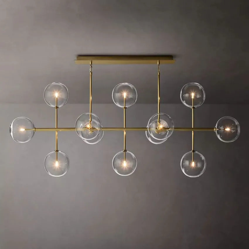 Modern Glass Globe Linear Chandelier 58"-MEET LIGHTING