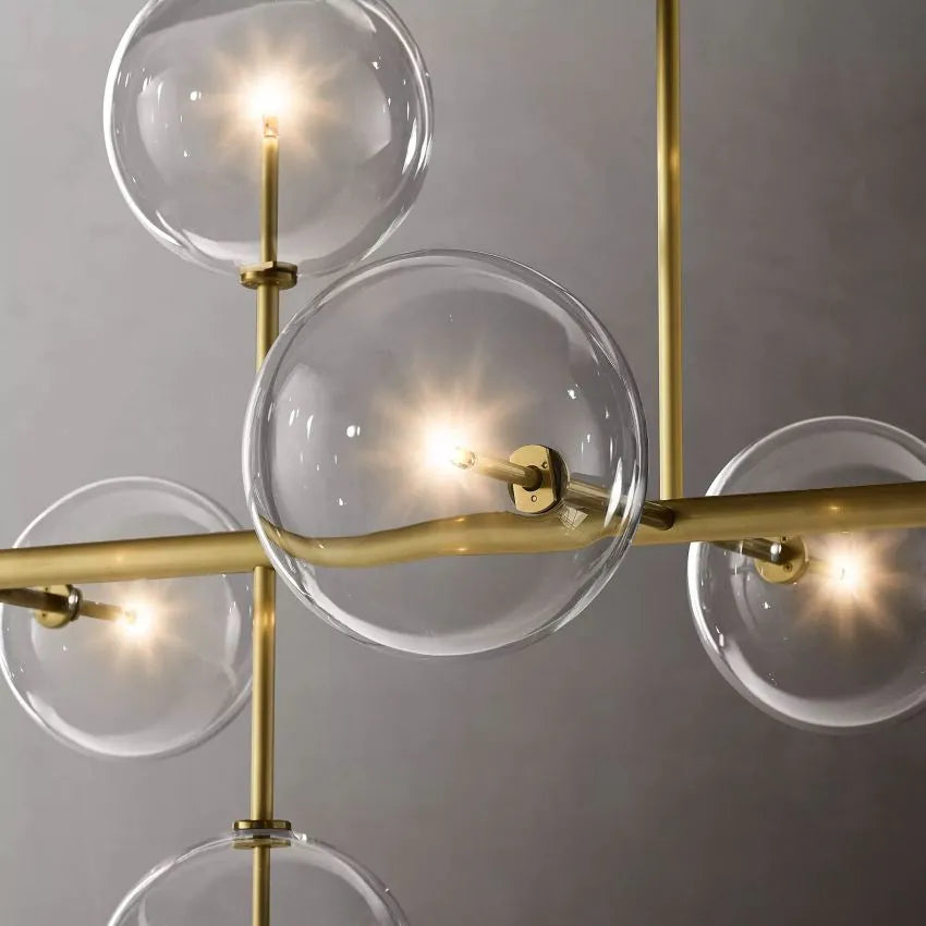Modern Glass Globe Linear Chandelier 72"-MEET LIGHTING