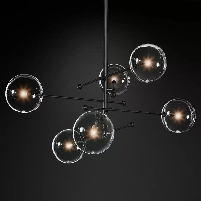 Modern Glass Globe Six-Arm Chandelier 54"-MEET LIGHTING