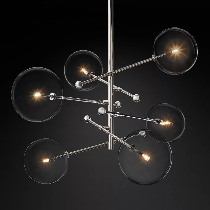 Modern Glass Globe Six-Arm Chandelier 54"-MEET LIGHTING