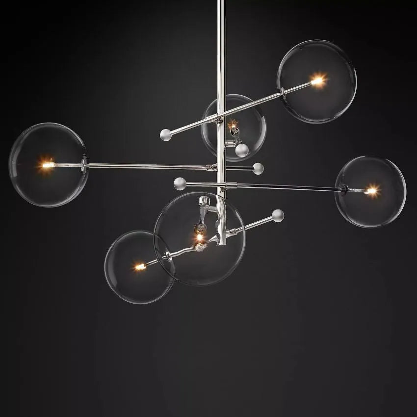 Modern Glass Globe Six-Arm Chandelier 54"-MEET LIGHTING