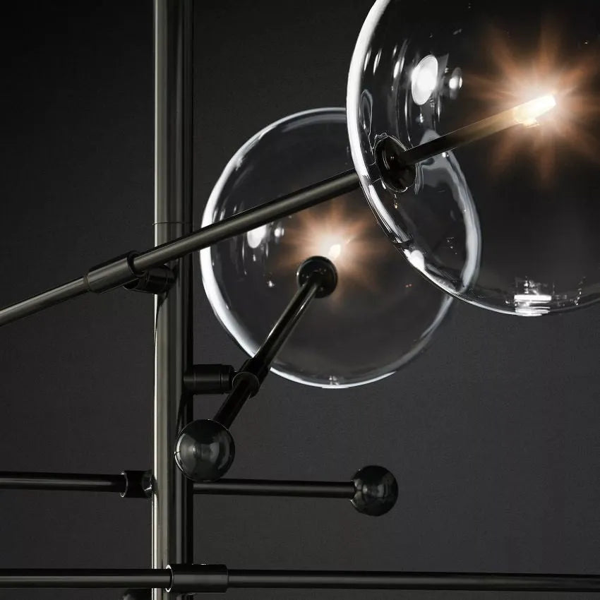 Modern Glass Globe Six-Arm Chandelier 54"-MEET LIGHTING