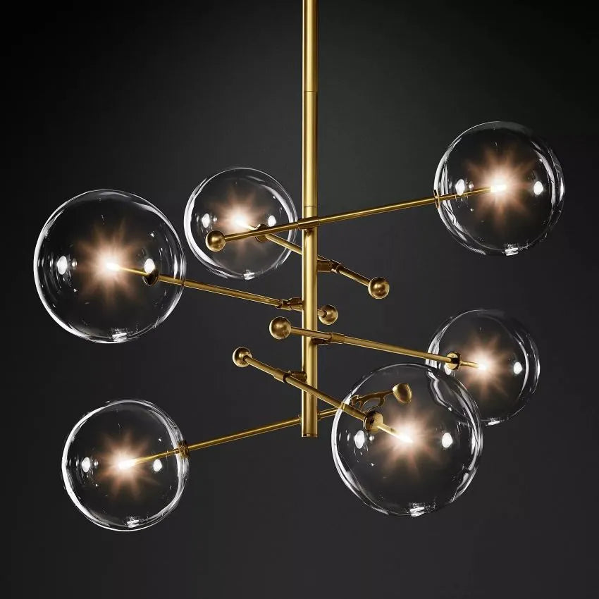 Modern Glass Globe Six-Arm Chandelier 54"-MEET LIGHTING