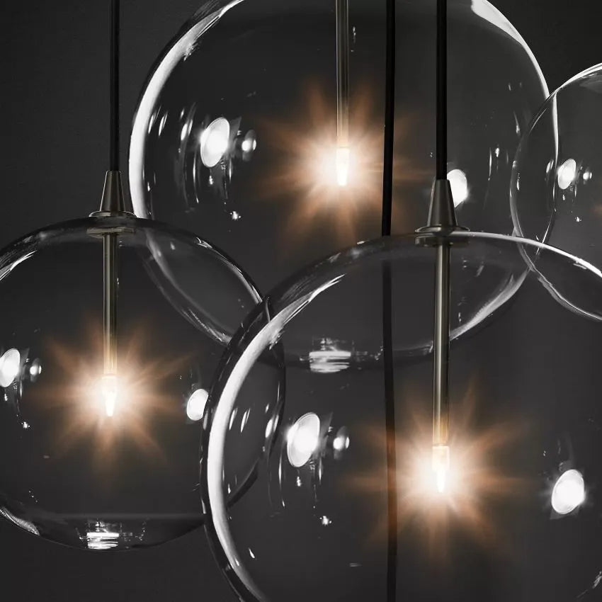 Modern Round Glass Globe Cluster Chandelier 28"-MEET LIGHTING