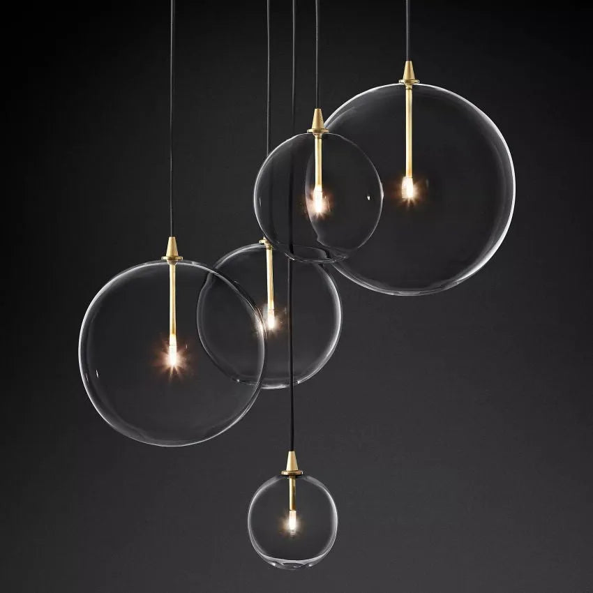 Modern Round Glass Globe Cluster Chandelier 28"-MEET LIGHTING