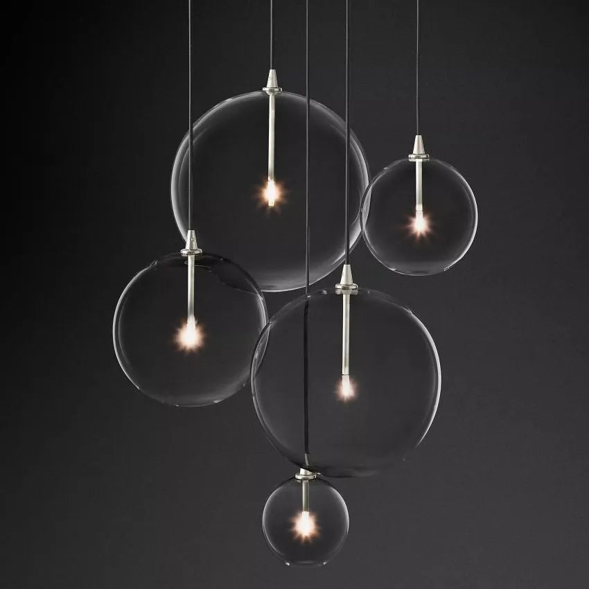 Modern Round Glass Globe Cluster Chandelier 28"-MEET LIGHTING