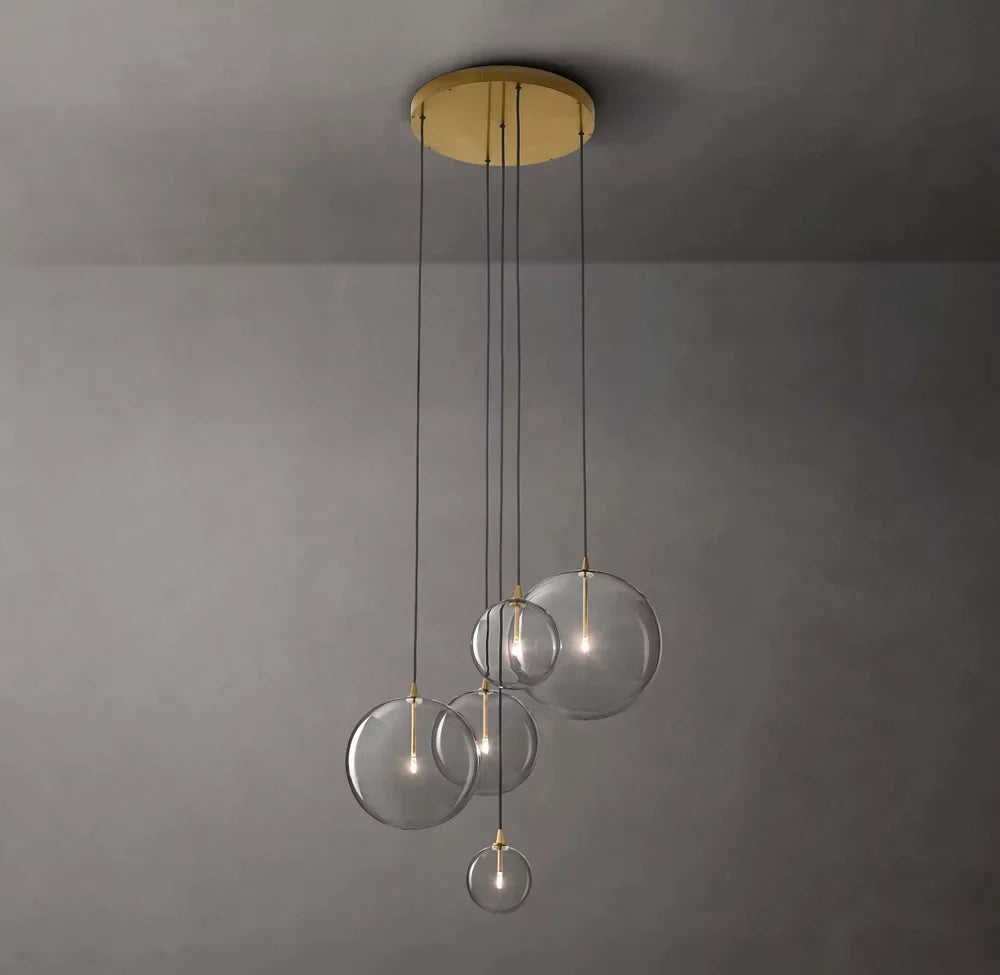Modern Round Glass Globe Cluster Chandelier 28"-MEET LIGHTING