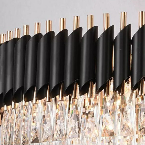 Golden Era Grand Fountain Crystal Chandelier with Black Tube for Staircase/Foyer/High-ceiling-MEET LIGHTING