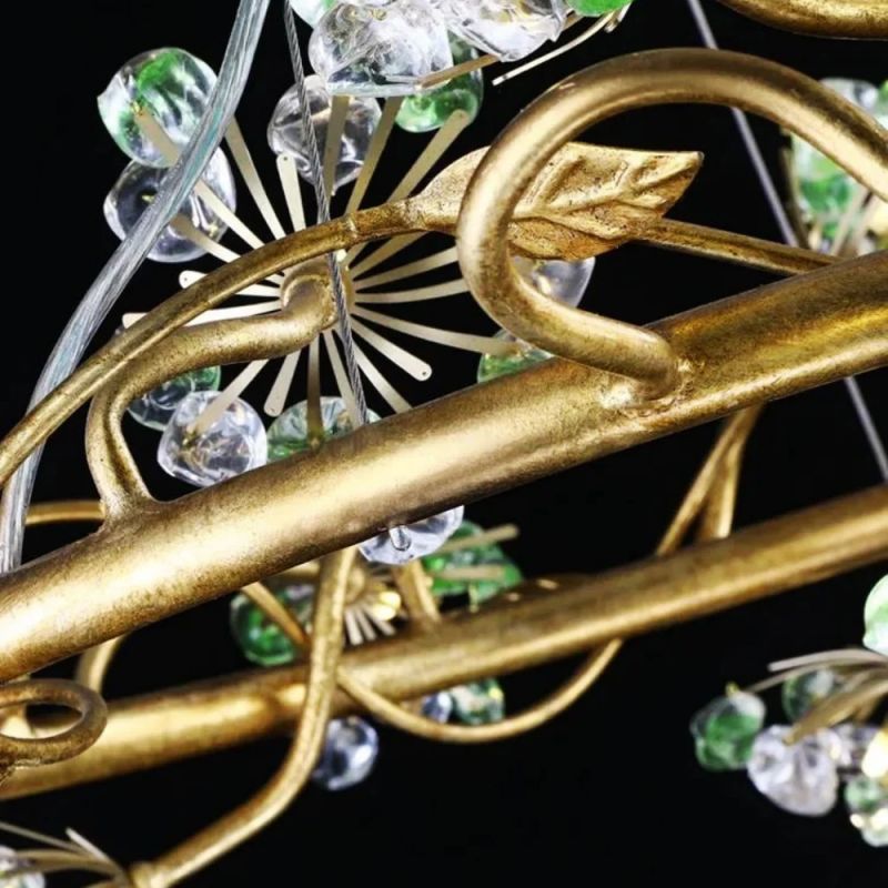 Modes Brass Ring Stone Flower Chandelier-MEET LIGHTING