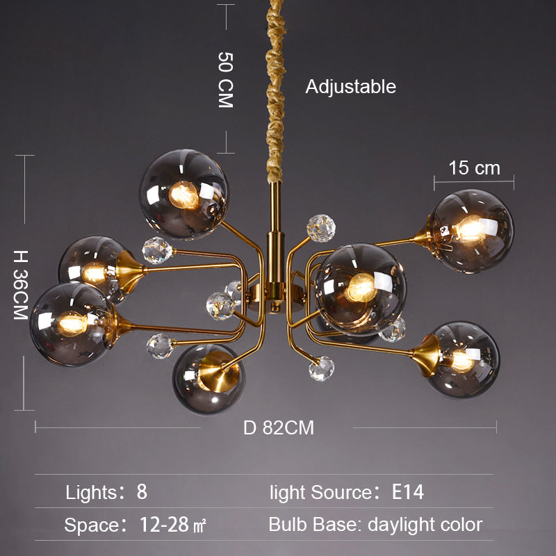 Glass Globes Chandelier|Sputnik Ceiling Fixtures Light|Magic Bean Mid Century Pendant-MEET LIGHTING