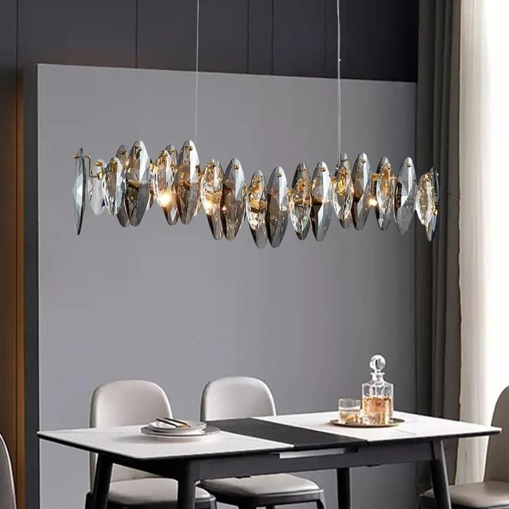 Multi-Sided Crystal Linear Chandelier-MEET LIGHTING
