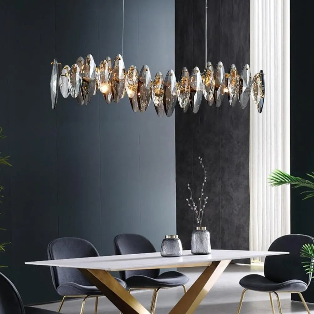 Multi-Sided Crystal Linear Chandelier-MEET LIGHTING
