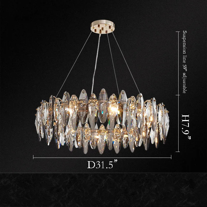 Multi-Sided Crystal Round Chandelier-MEET LIGHTING