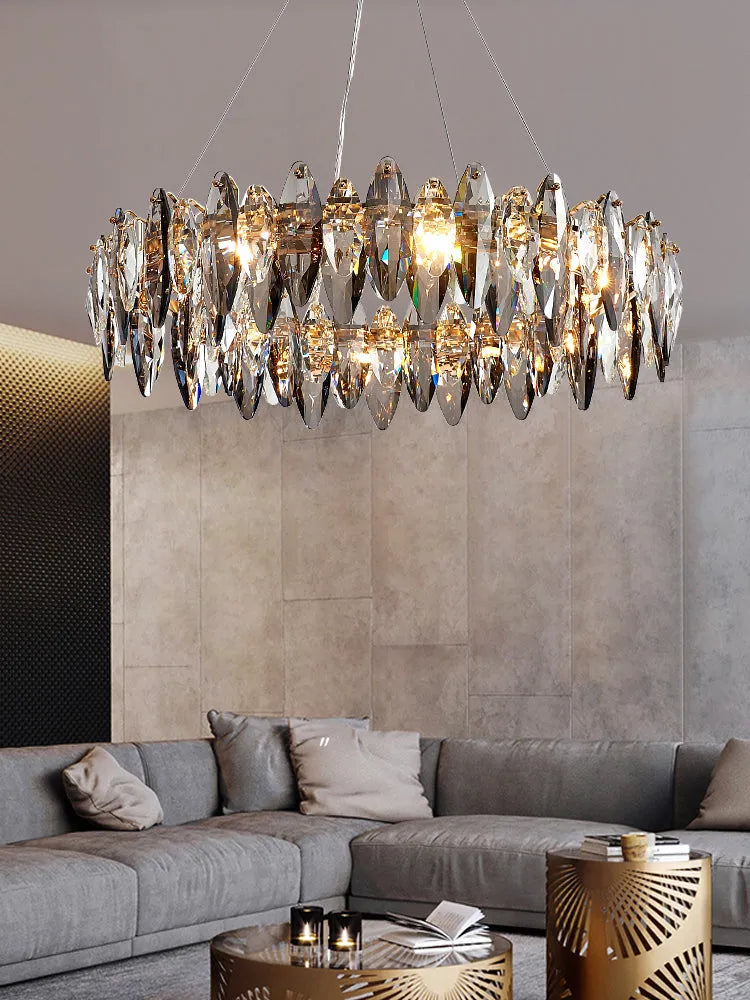Multi-Sided Crystal Round Chandelier-MEET LIGHTING