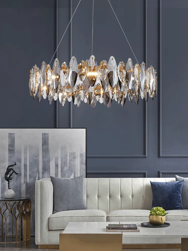 Multi-Sided Crystal Round Chandelier-MEET LIGHTING