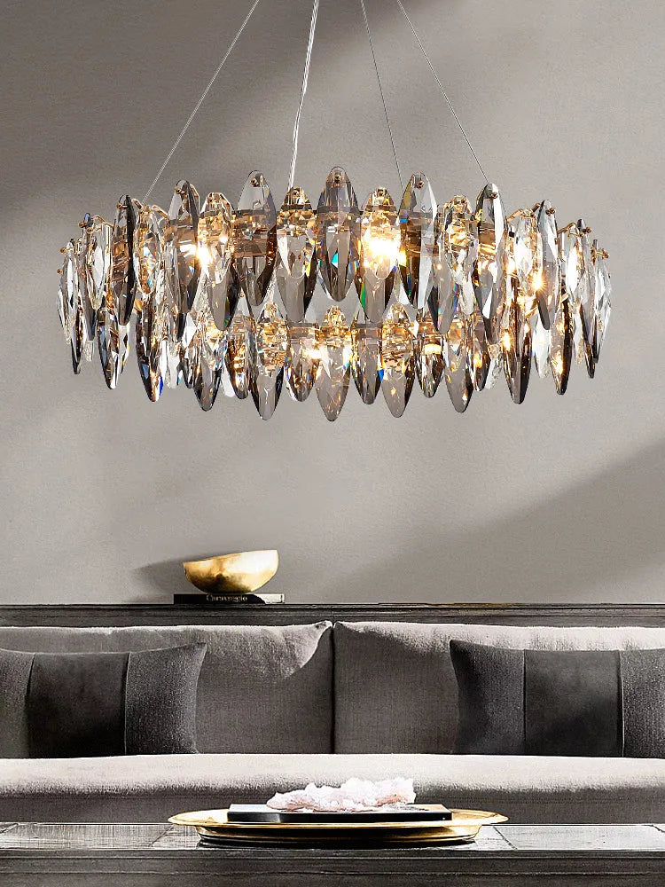 Multi-Sided Crystal Round Chandelier-MEET LIGHTING