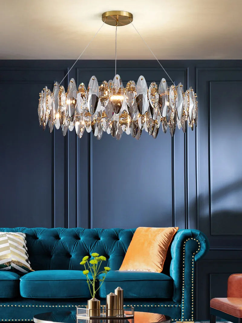 Multi-Sided Crystal Round Chandelier-MEET LIGHTING
