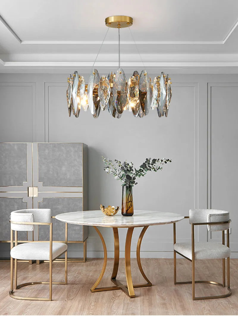 Multi-Sided Crystal Round Chandelier-MEET LIGHTING