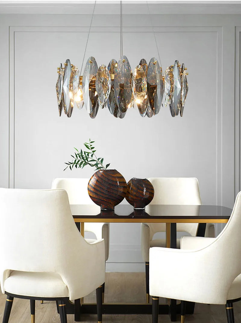 Multi-Sided Crystal Round Chandelier-MEET LIGHTING