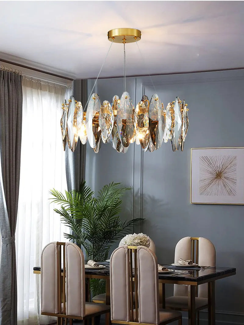 Multi-Sided Crystal Round Chandelier-MEET LIGHTING
