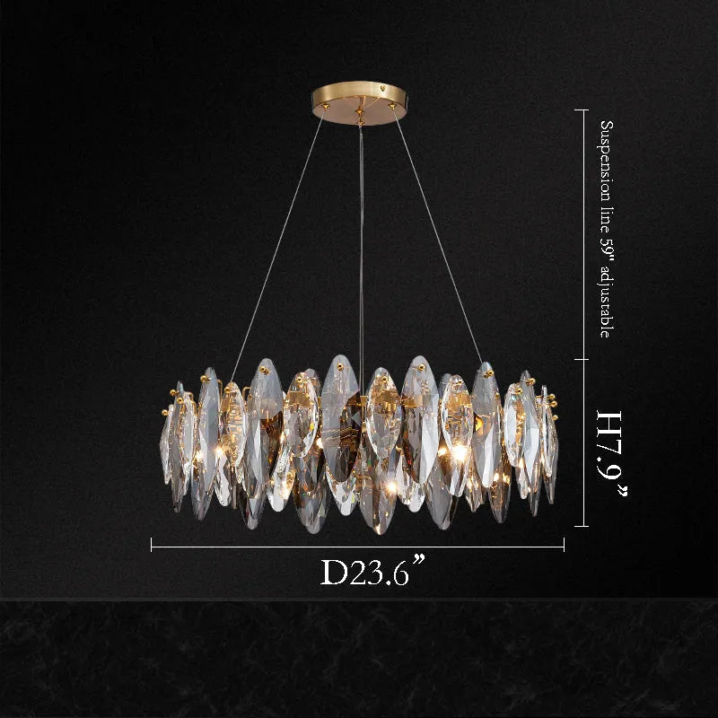 Multi-Sided Crystal Round Chandelier-MEET LIGHTING