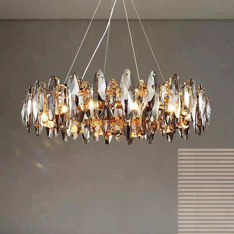 Multi-Sided Crystal Round Chandelier-MEET LIGHTING