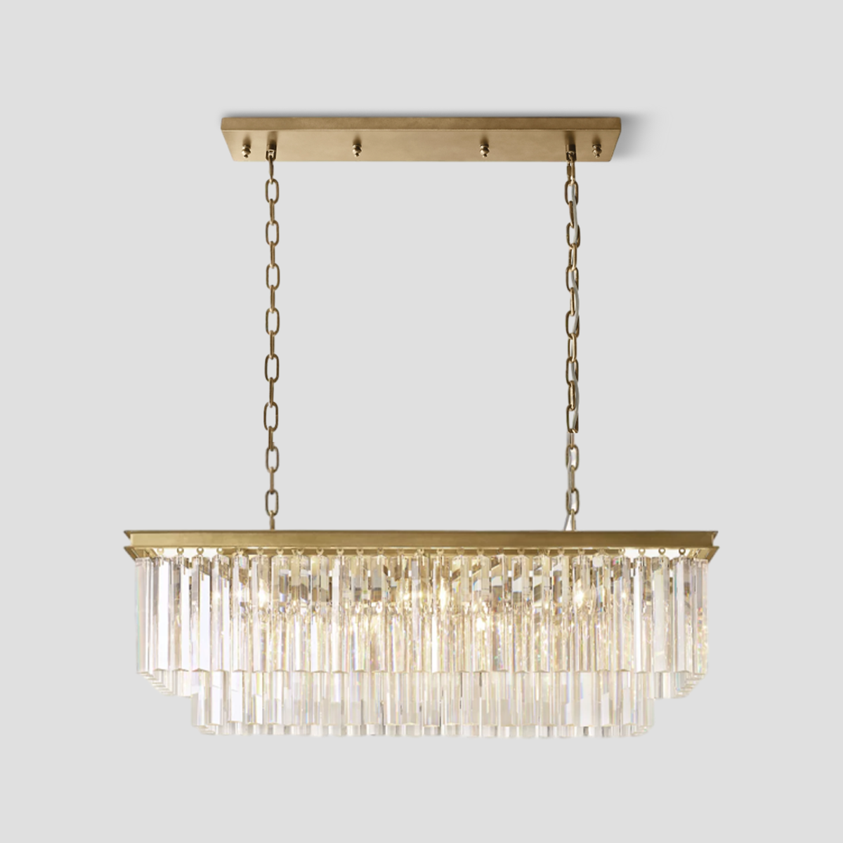 Odeom Crystal 2-Layer Rectangle Chandelier-MEET LIGHTING