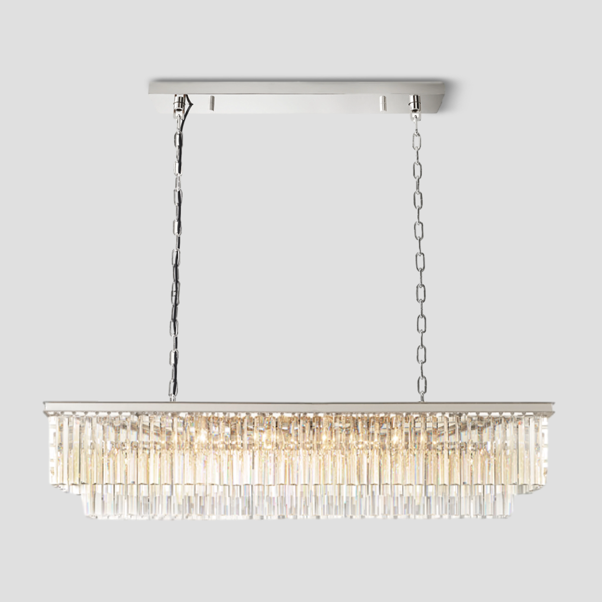 Odeom Crystal 2-Layer Rectangle Chandelier-MEET LIGHTING