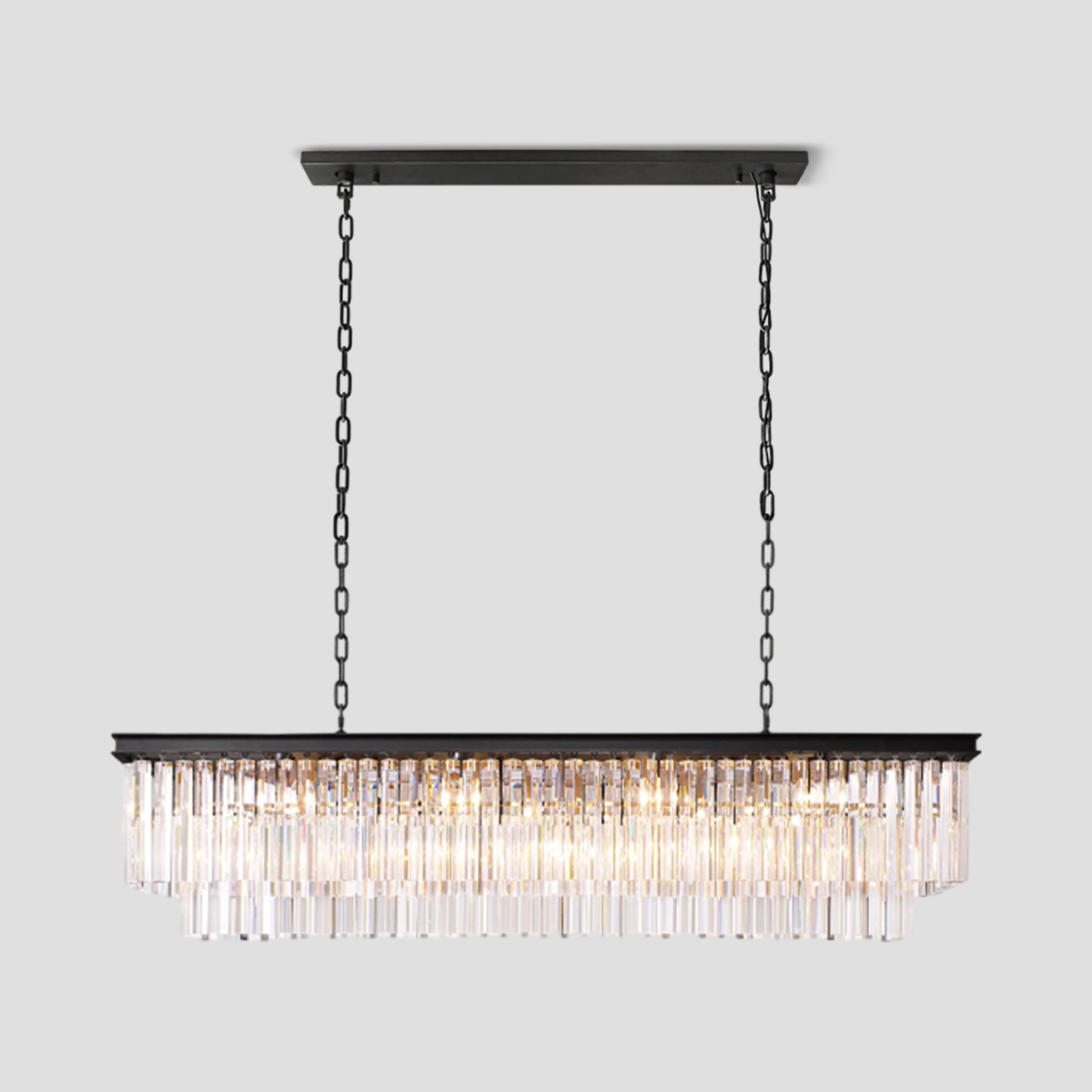 Odeom Crystal 2-Layer Rectangle Chandelier-MEET LIGHTING