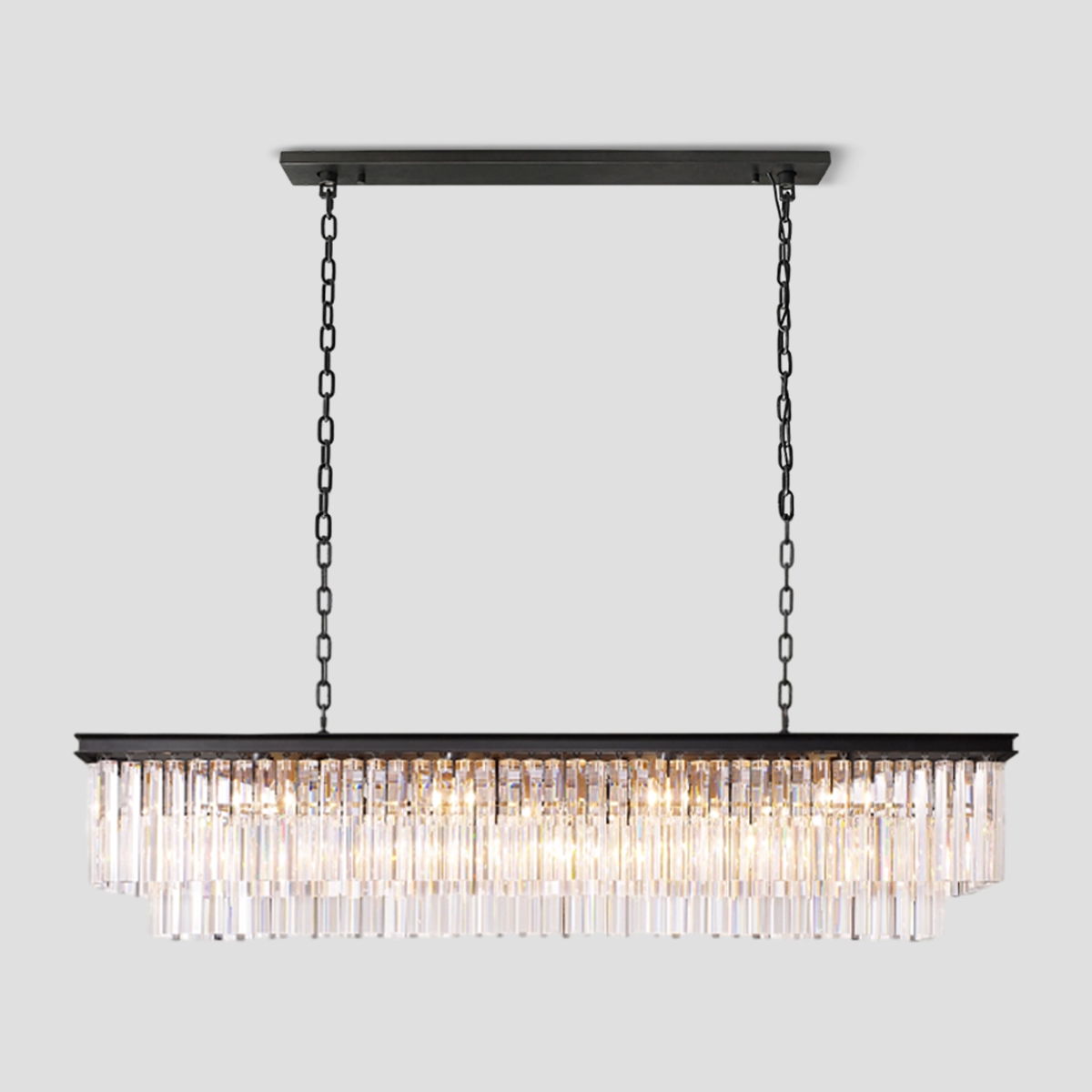 Odeom Crystal 2-Layer Rectangle Chandelier-MEET LIGHTING