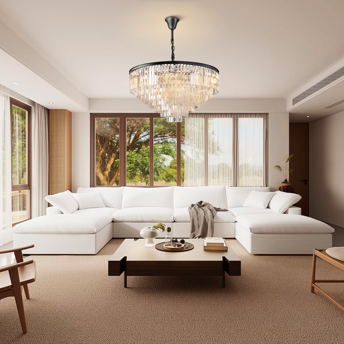 Odeom Crystal Multi-Layer Round Chandelier-MEET LIGHTING