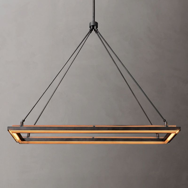Perez Black Rectangular Chandelier 48"-MEET LIGHTING