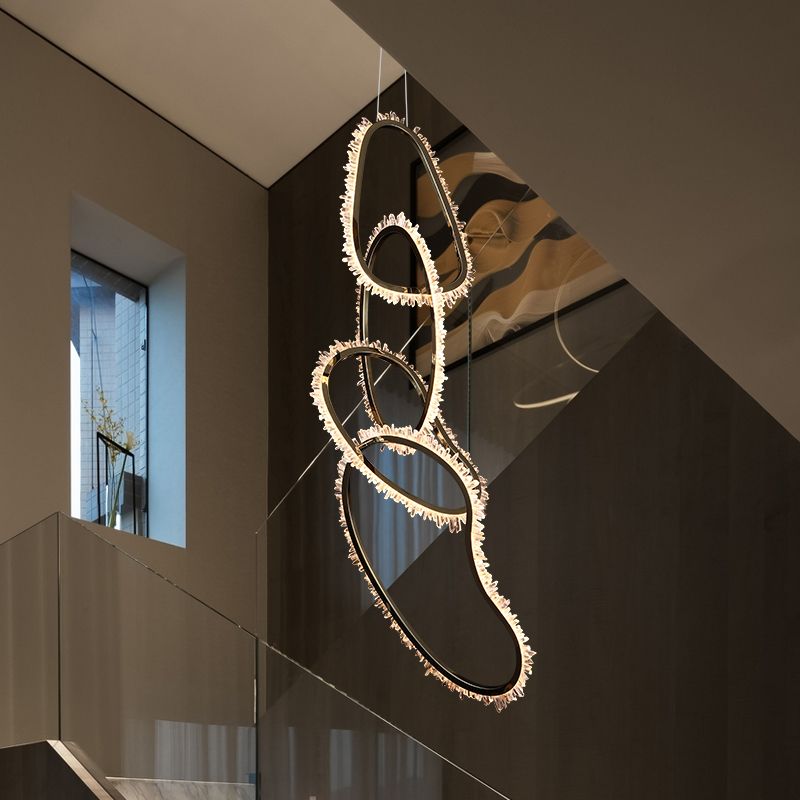 Primary Crystal Cluster 5 Rings Chandelier-MEET LIGHTING