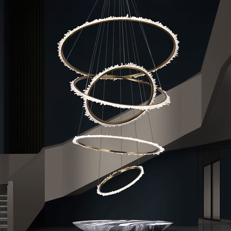Primary Crystal Cluster Multi Rings Chandelier-MEET LIGHTING