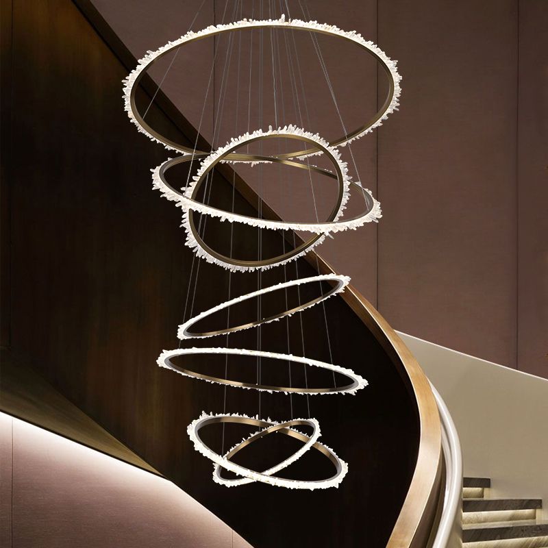Primary Crystal Cluster Multi Rings Chandelier-MEET LIGHTING