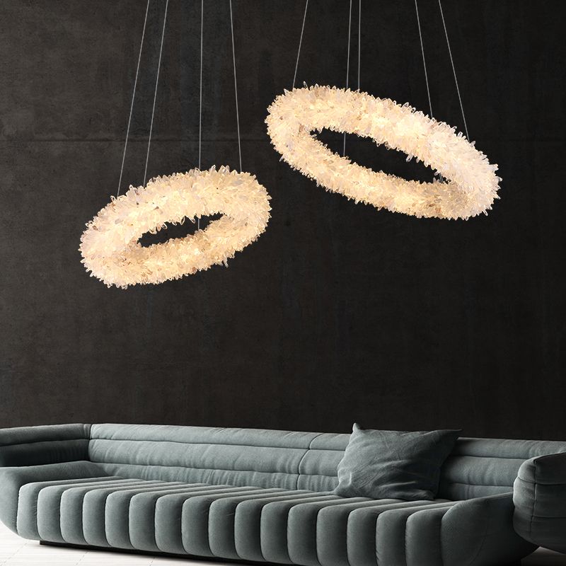 Primary Crystal Cluster Round Modern Chandelier-MEET LIGHTING