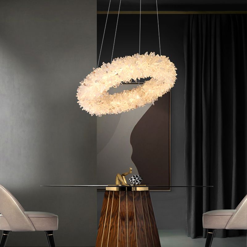 Primary Crystal Cluster Round Modern Chandelier-MEET LIGHTING