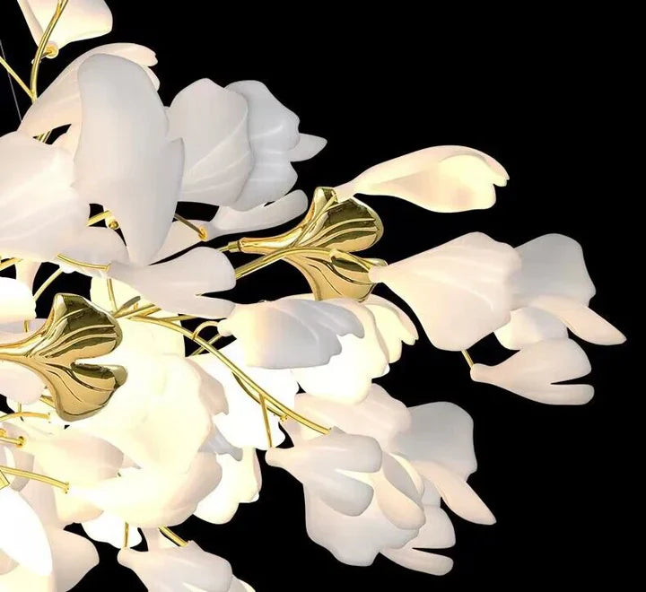 Modern Luxury Linear Ginkgo Ceramic Chandelier for Dining Room/Kitchen Island-MEET LIGHTING