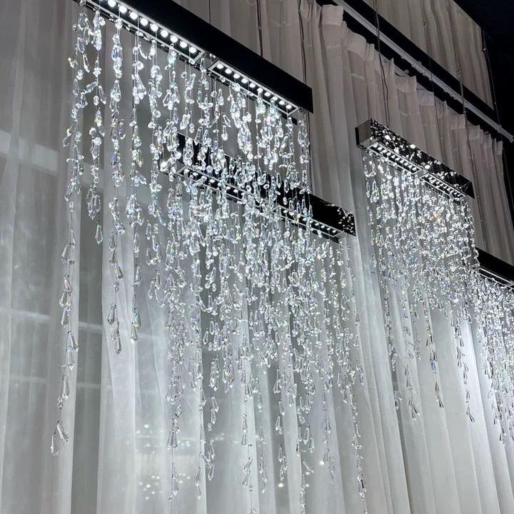 Modern Creative Waterfall Tassel Crystal Chandelier for Dining Room/Kitchen Island-MEET LIGHTING