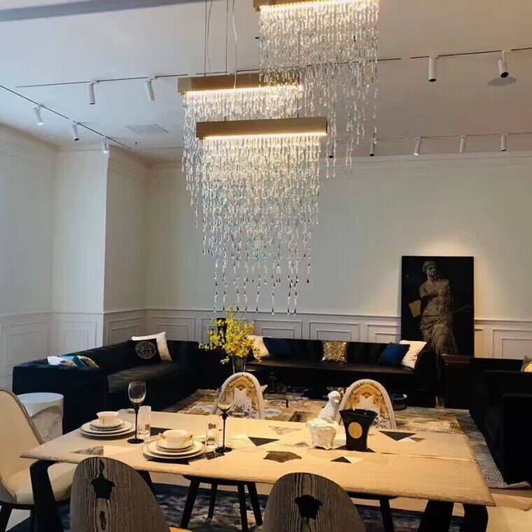 Modern Creative Waterfall Tassel Crystal Chandelier for Dining Room/Kitchen Island-MEET LIGHTING