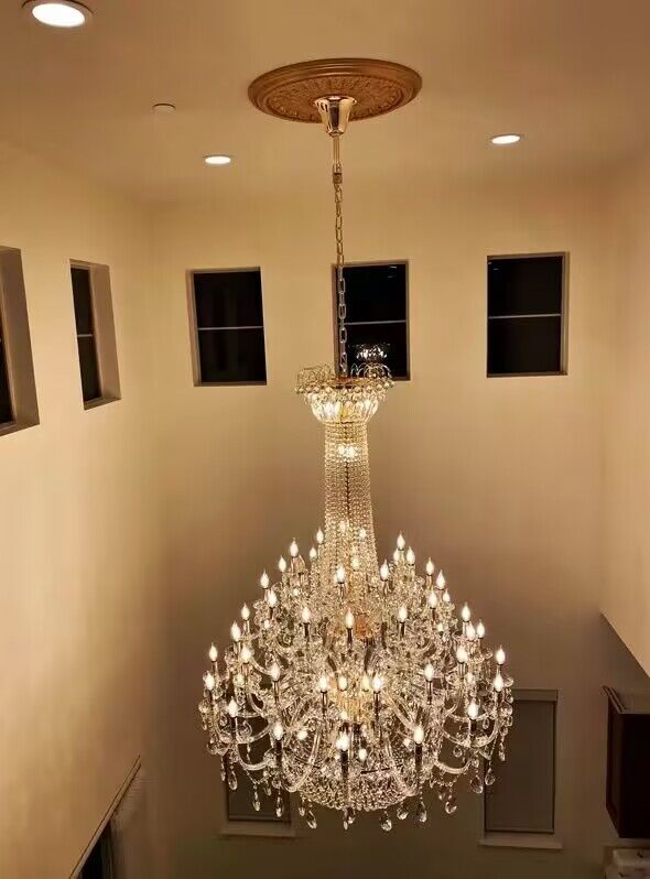 Extra Large European-style Multi-layers Candle Luxury Crystal Chandelier Gold Art Foyer/Staircase Decorative Light Fixture-MEET LIGHTING