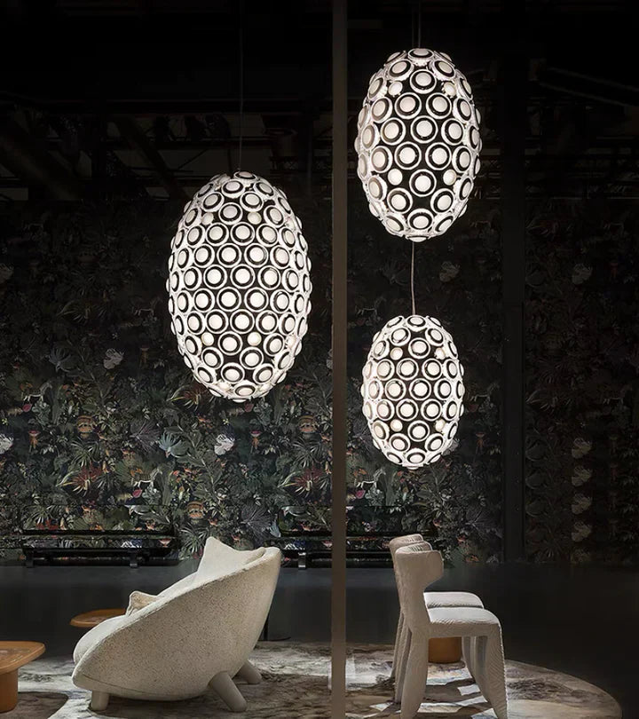 Modern Art Egg-shaped Chandelier Iconic Eyes LED Pendant Light For Dining Room/Living Room-MEET LIGHTING