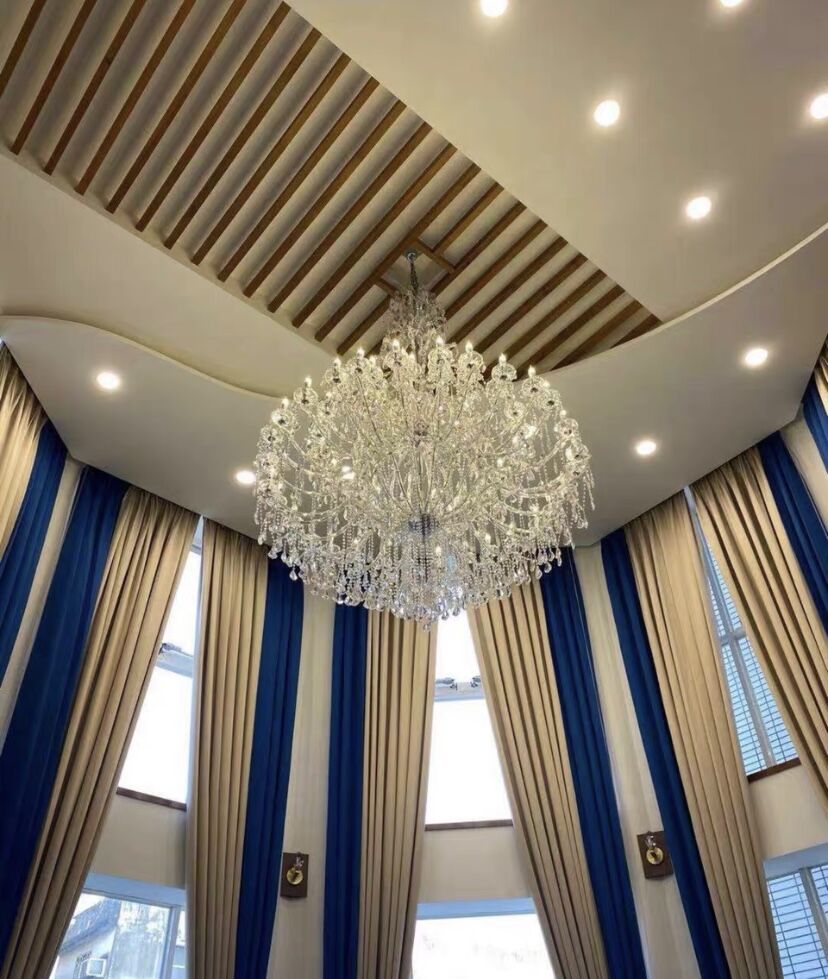 Oversized Luxury Traditional Gold/Chrome Candle Branch Crystal Chandelier for 2-story/Duplex Buildings-MEET LIGHTING