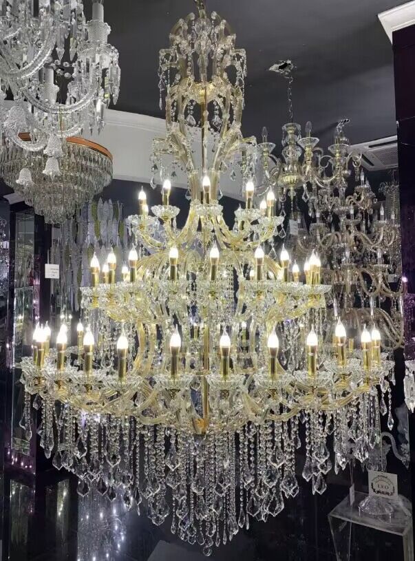 Oversized Luxury Traditional Gold/Chrome Candle Branch Crystal Chandelier for 2-story/Duplex Buildings-MEET LIGHTING