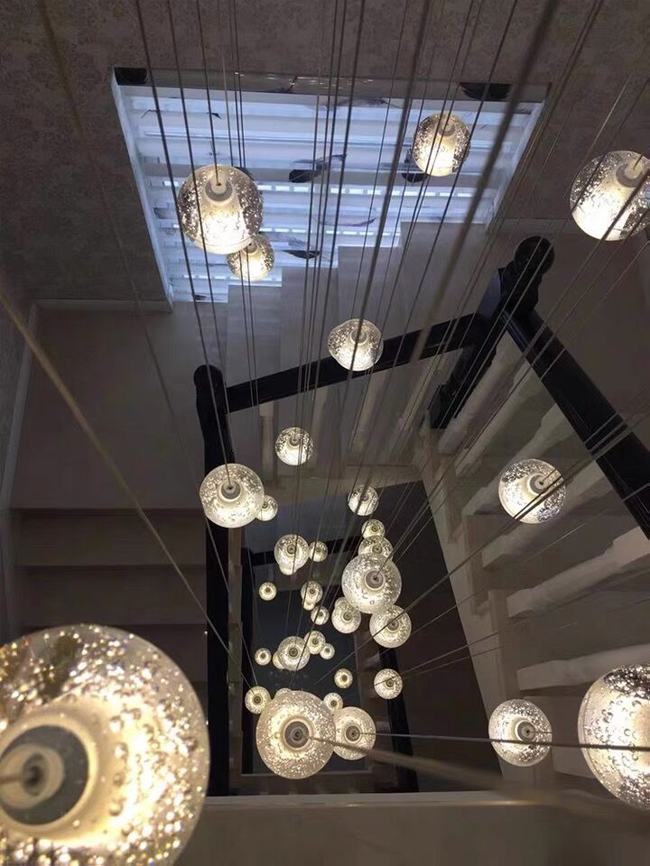 Oversized Nordic Art Round Air Bubbles Pendant Chandelier for Stairs/Spiral Staircase/Hotel Lobby-MEET LIGHTING