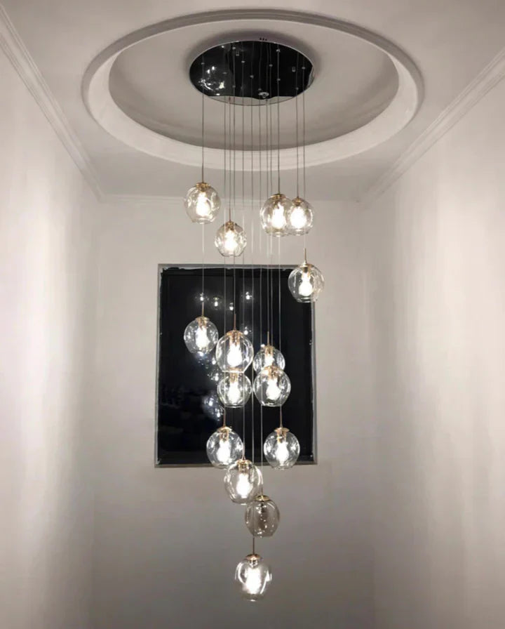 Nordic Designer Long Spiral Glass Chandelier Modern Light Luxury Decorative Light Fixture For Staircase/Hallway-MEET LIGHTING