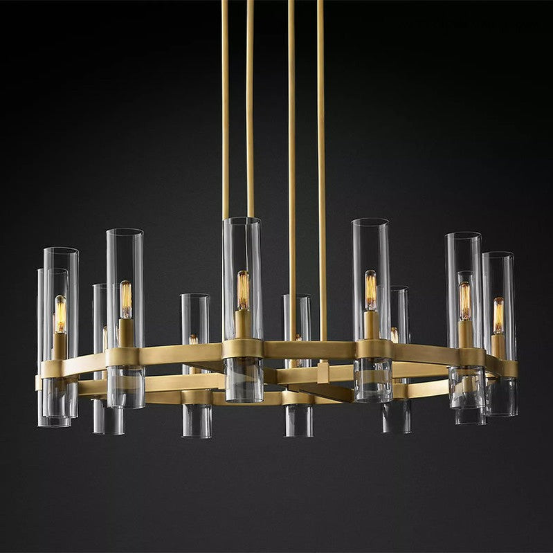 Ravelle Art Blown Glass Round Chandelier 36" Over Dining Table-MEET LIGHTING