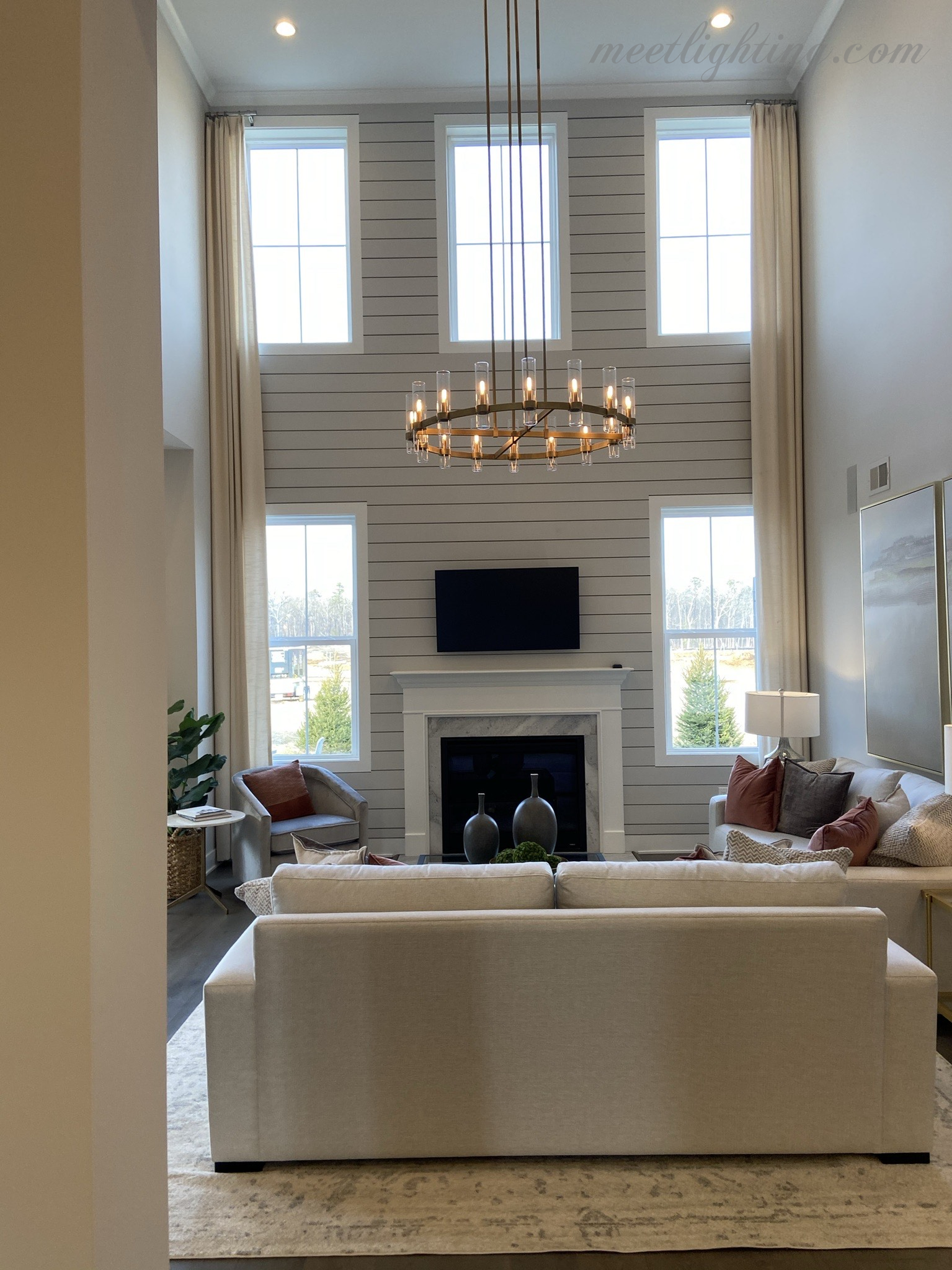 Ravelle Art Blown Glass Round Chandelier 48" Over Dining Table-MEET LIGHTING