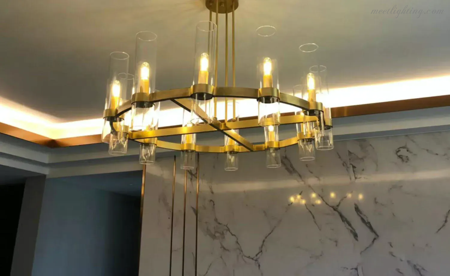 Ravelle Art Blown Glass Round Chandelier 48" Over Dining Table-MEET LIGHTING